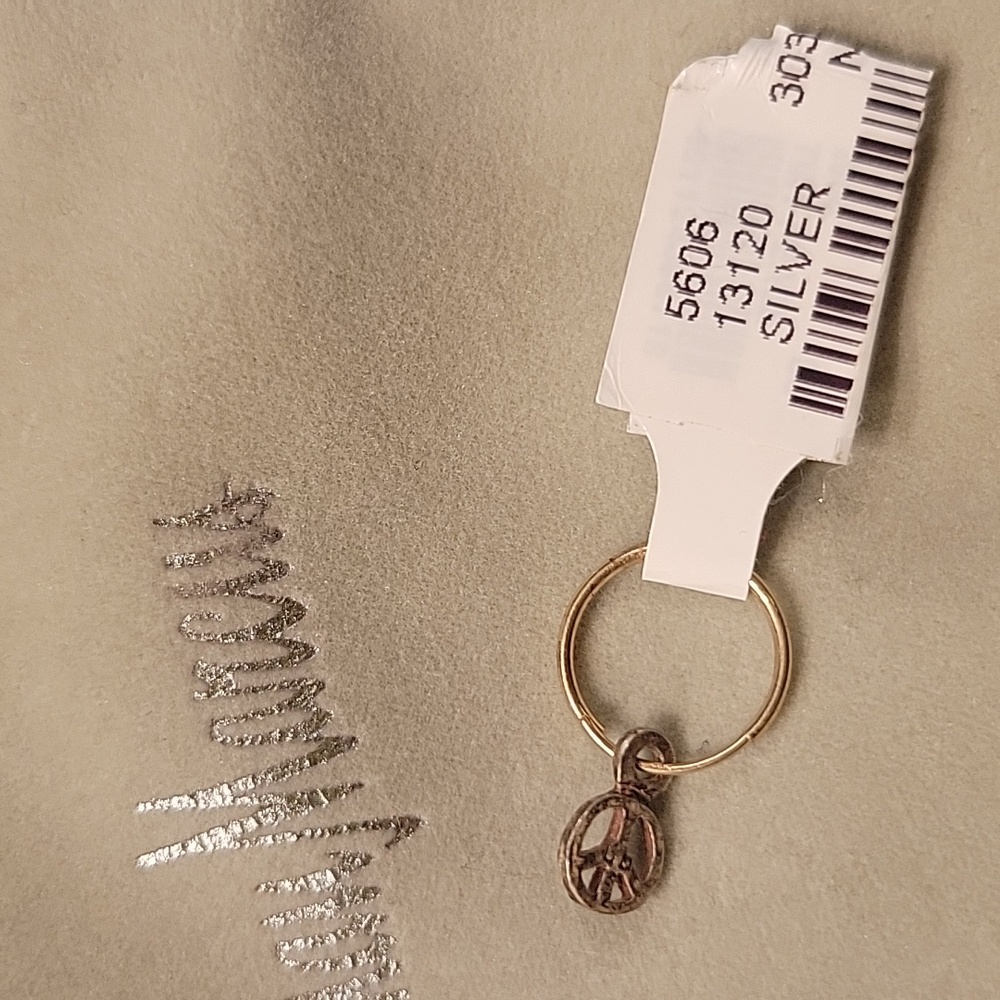 Lee Brevard Tiny Peace Sign Single Silver Eearing